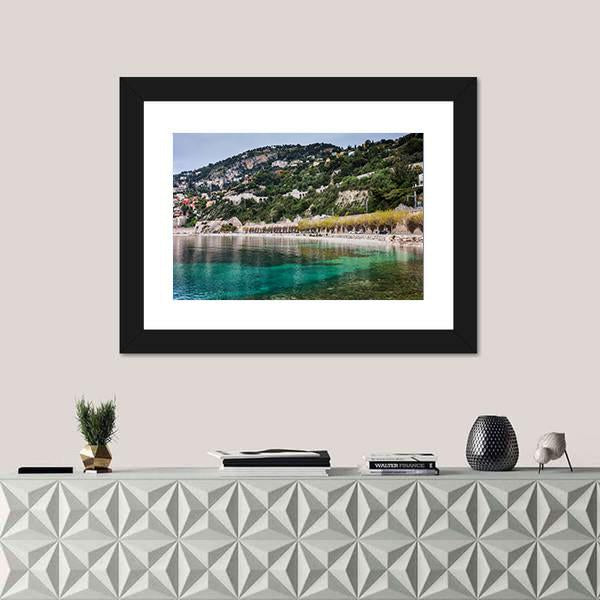 Sea Bay And French Riviera Canvas Wall Art-1 Piece-Framed Print-20" x 16"-Tiaracle