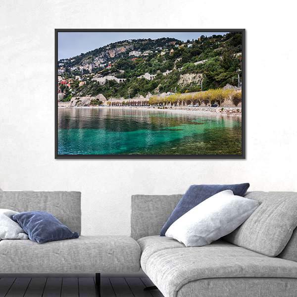 Sea Bay And French Riviera Canvas Wall Art-3 Horizontal-Gallery Wrap-25" x 16"-Tiaracle