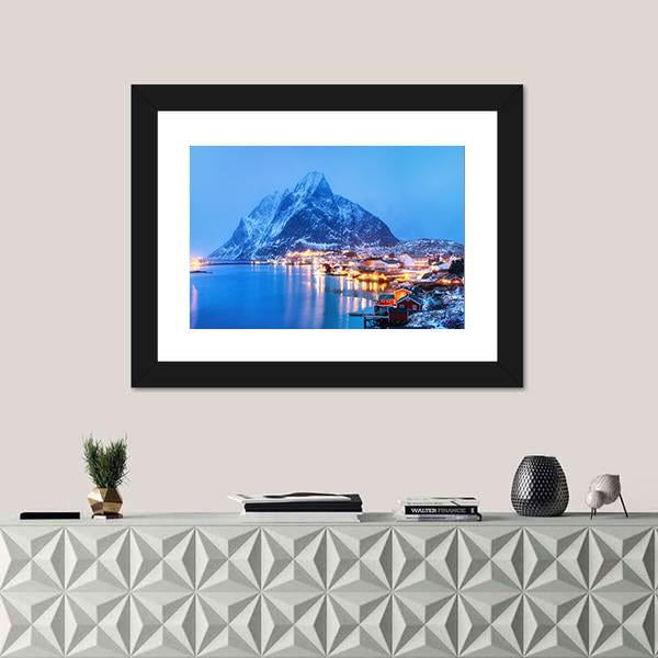 Sea Bay In The Lofoten Islands Canvas Wall Art-1 Piece-Framed Print-20" x 16"-Tiaracle