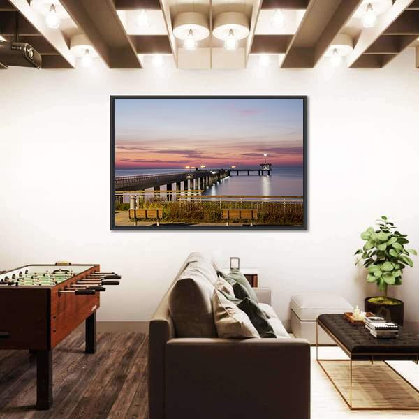 Sea Bridge In Burgas Bay In Bulgaria Canvas Wall Art-1 Piece-Floating Frame-36" x 24"-Tiaracle