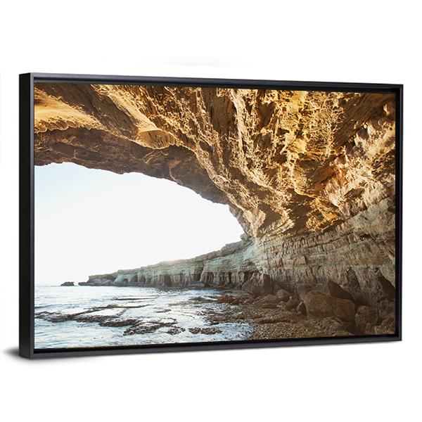 Sea Caves Of Cavo Greco In Cyprus Canvas Wall Art-3 Horizontal-Gallery Wrap-25" x 16"-Tiaracle