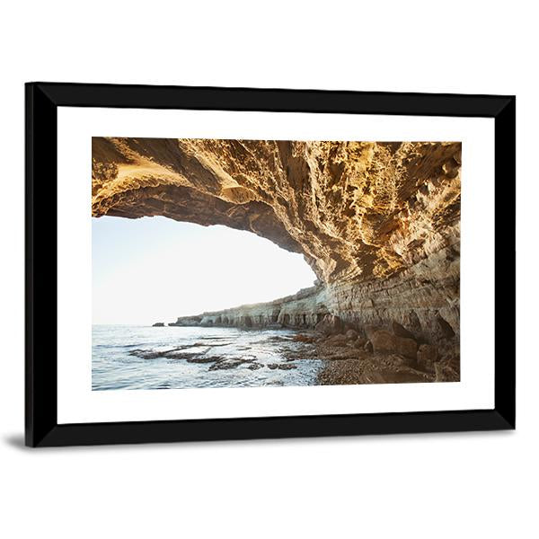 Sea Caves Of Cavo Greco In Cyprus Canvas Wall Art-3 Horizontal-Gallery Wrap-25" x 16"-Tiaracle