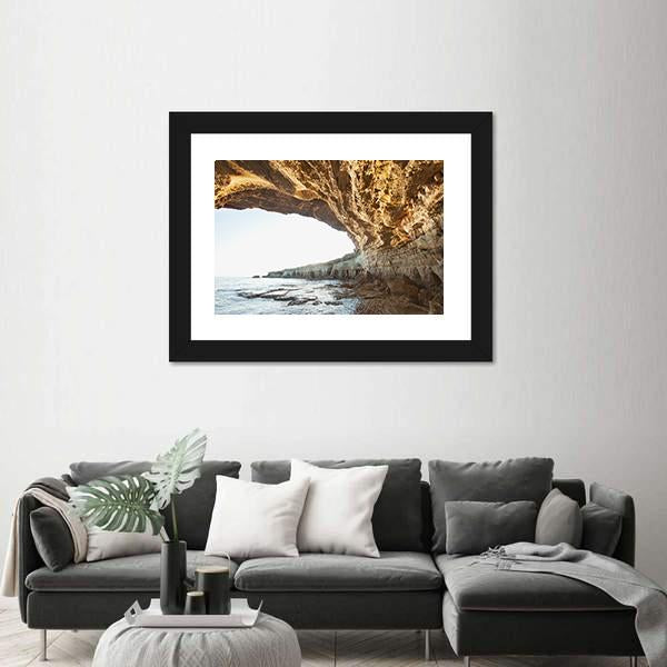Sea Caves Of Cavo Greco In Cyprus Canvas Wall Art-3 Horizontal-Gallery Wrap-25" x 16"-Tiaracle