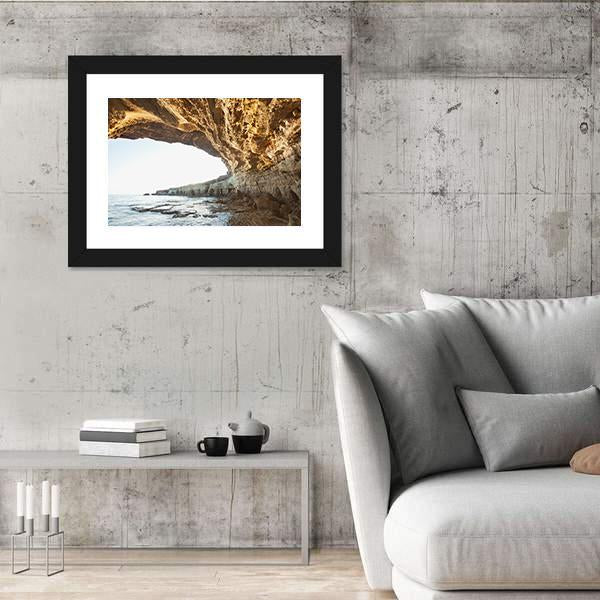 Sea Caves Of Cavo Greco In Cyprus Canvas Wall Art-3 Horizontal-Gallery Wrap-25" x 16"-Tiaracle