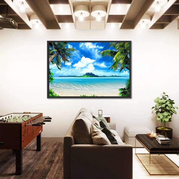 Sea From Tropical Coast Canvas Wall Art-1 Piece-Floating Frame-24" x 16"-Tiaracle