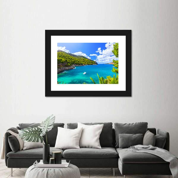 Sea Landscape In Kefalonia Canvas Wall Art-1 Piece-Framed Print-20" x 16"-Tiaracle