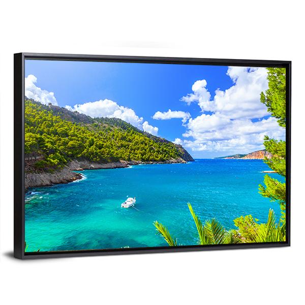 Sea Landscape In Kefalonia Canvas Wall Art-5 Horizontal-Gallery Wrap-22" x 12"-Tiaracle