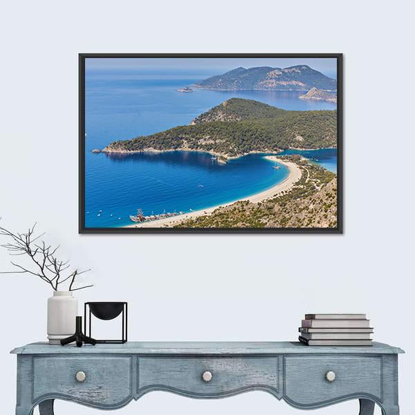 Sea Landscape View Of Beach Canvas Wall Art-1 Piece-Floating Frame-24" x 16"-Tiaracle