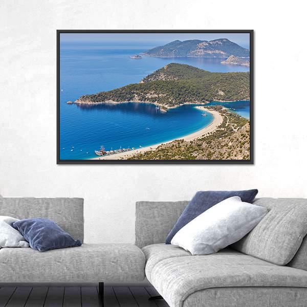 Sea Landscape View Of Beach Canvas Wall Art-3 Horizontal-Gallery Wrap-25" x 16"-Tiaracle