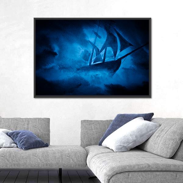 Sea Storm And The Ship Canvas Wall Art-3 Horizontal-Gallery Wrap-25" x 16"-Tiaracle