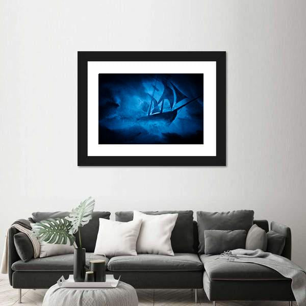 Sea Storm And The Ship Canvas Wall Art-3 Horizontal-Gallery Wrap-25" x 16"-Tiaracle