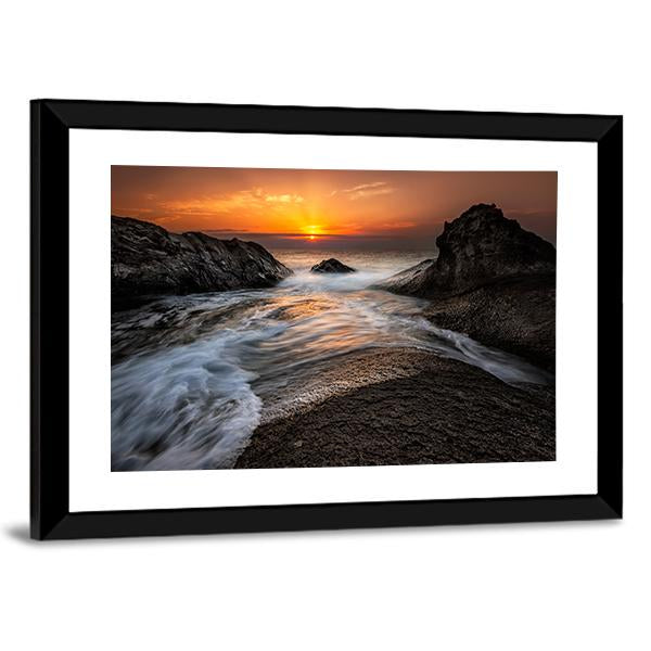 Sea Sunrise At The Black Sea Coast In Bulgaria Canvas Wall Art-3 Horizontal-Gallery Wrap-25" x 16"-Tiaracle