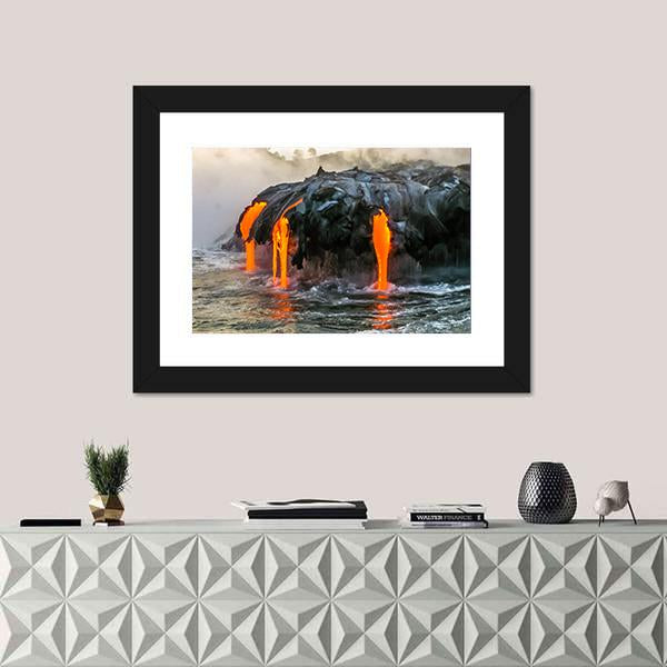 Sea View Of Kilauea Volcano In Hawaii Canvas Wall Art-1 Piece-Framed Print-30" x 20"-Tiaracle