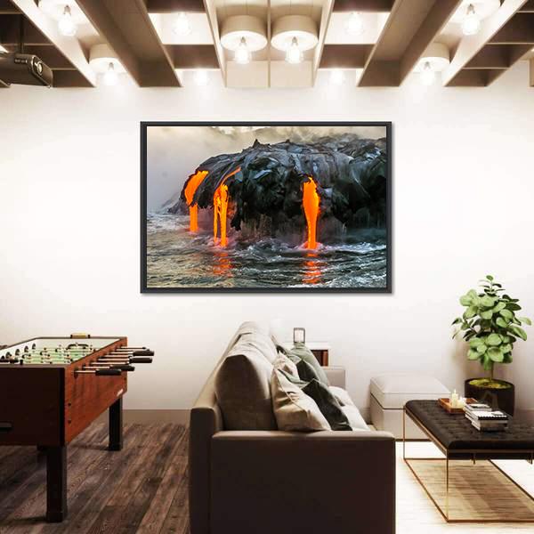 Sea View Of Kilauea Volcano In Hawaii Canvas Wall Art-5 Horizontal-Gallery Wrap-22" x 12"-Tiaracle