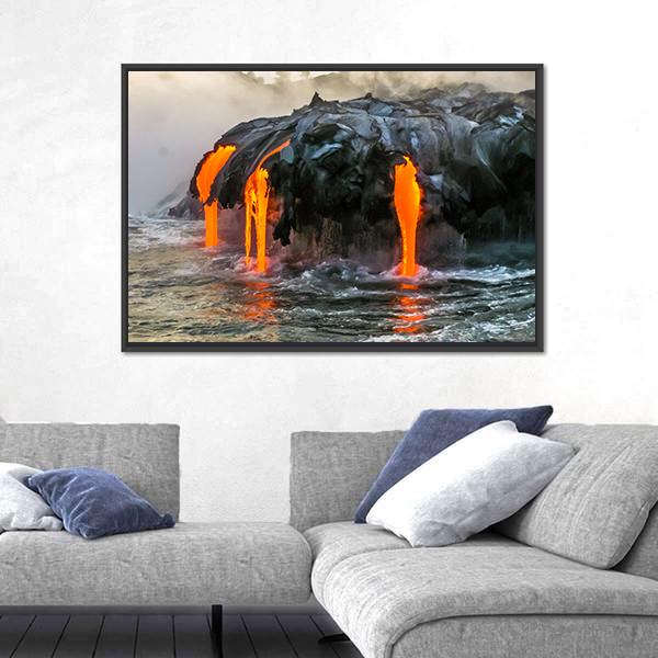 Sea View Of Kilauea Volcano In Hawaii Canvas Wall Art-5 Horizontal-Gallery Wrap-22" x 12"-Tiaracle
