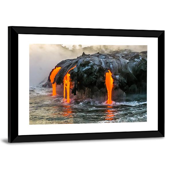 Sea View Of Kilauea Volcano In Hawaii Canvas Wall Art-5 Horizontal-Gallery Wrap-22" x 12"-Tiaracle