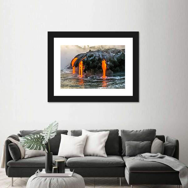Sea View Of Kilauea Volcano In Hawaii Canvas Wall Art-5 Horizontal-Gallery Wrap-22" x 12"-Tiaracle