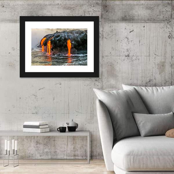 Sea View Of Kilauea Volcano In Hawaii Canvas Wall Art-5 Horizontal-Gallery Wrap-22" x 12"-Tiaracle