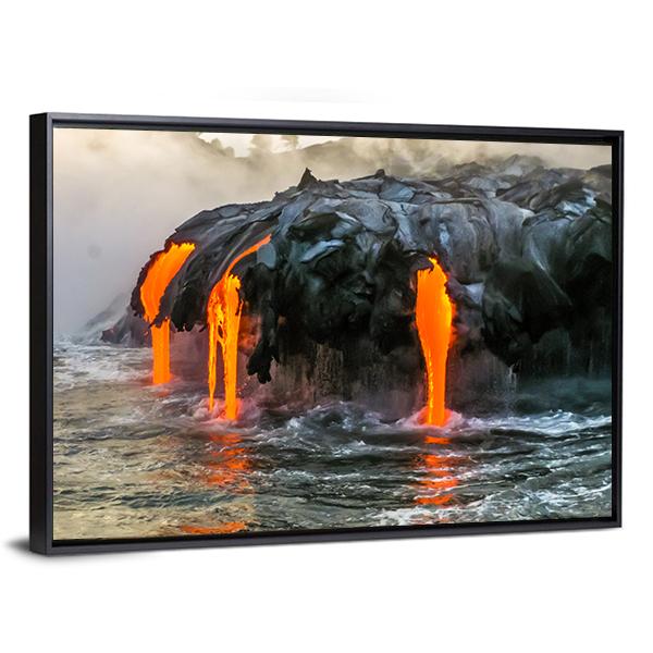 Sea View Of Kilauea Volcano In Hawaii Canvas Wall Art-5 Horizontal-Gallery Wrap-22" x 12"-Tiaracle