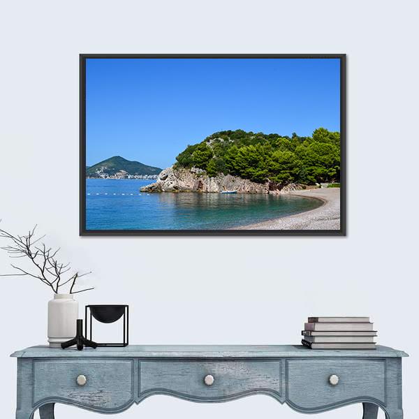 Sea View On A Sunny Day Canvas Wall Art-1 Piece-Floating Frame-24" x 16"-Tiaracle