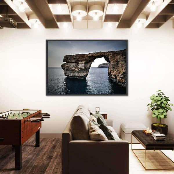 Sea View To Azure Window Canvas Wall Art-1 Piece-Floating Frame-24" x 16"-Tiaracle