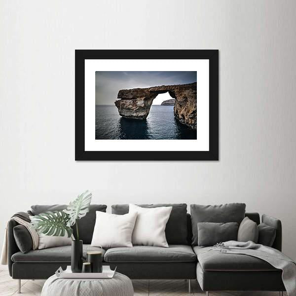 Sea View To Azure Window Canvas Wall Art-1 Piece-Framed Print-20" x 16"-Tiaracle