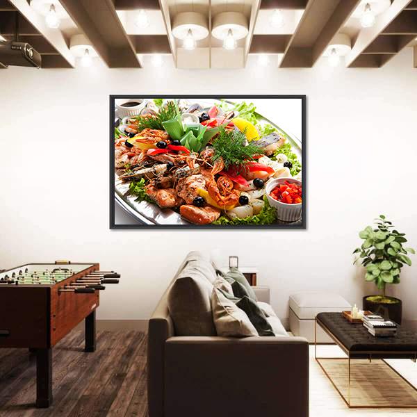 Seafood Canvas Wall Art-1 Piece-Floating Frame-24" x 16"-Tiaracle