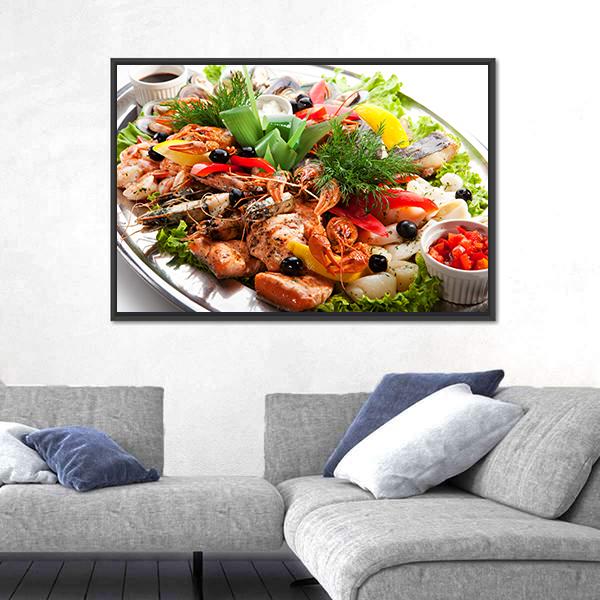 Seafood Canvas Wall Art-5 Horizontal-Gallery Wrap-22" x 12"-Tiaracle