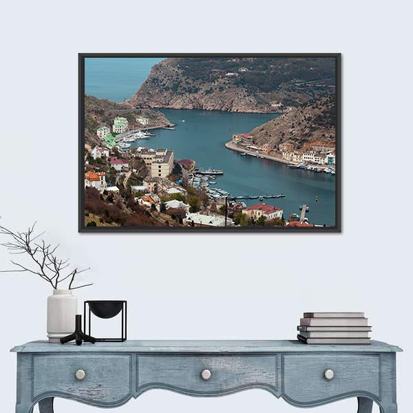 Seaport Balaklava In Crimea Ukraine Canvas Wall Art-1 Piece-Floating Frame-24" x 16"-Tiaracle