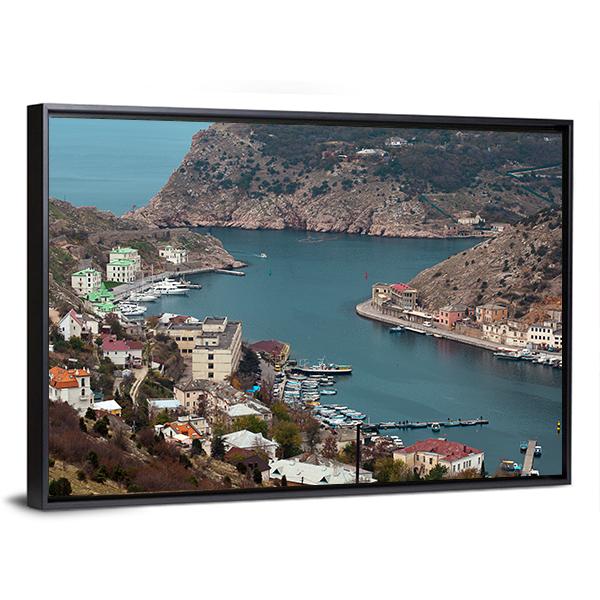 Seaport Balaklava In Crimea Ukraine Canvas Wall Art-3 Horizontal-Gallery Wrap-25" x 16"-Tiaracle