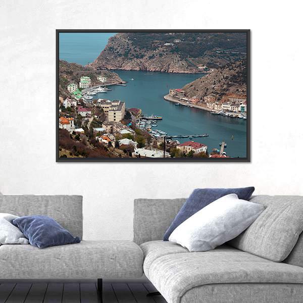 Seaport Balaklava In Crimea Ukraine Canvas Wall Art-3 Horizontal-Gallery Wrap-25" x 16"-Tiaracle