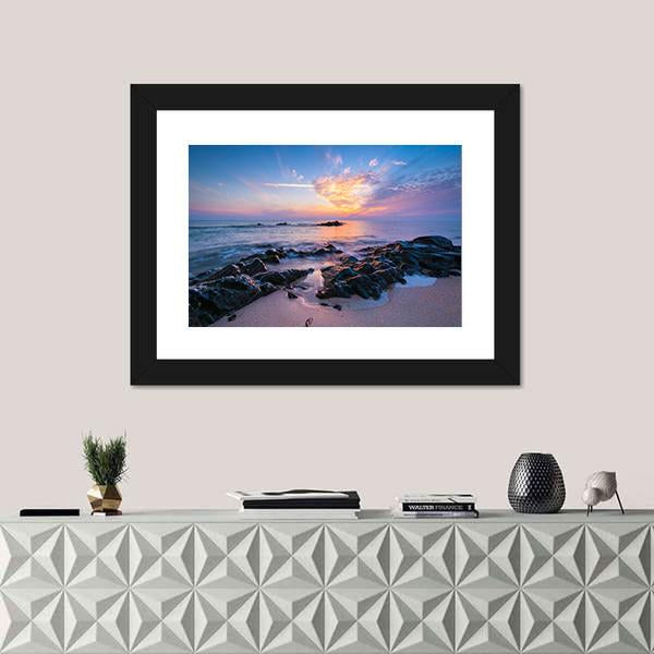 Seascape Composition Canvas Wall Art-1 Piece-Framed Print-20" x 16"-Tiaracle