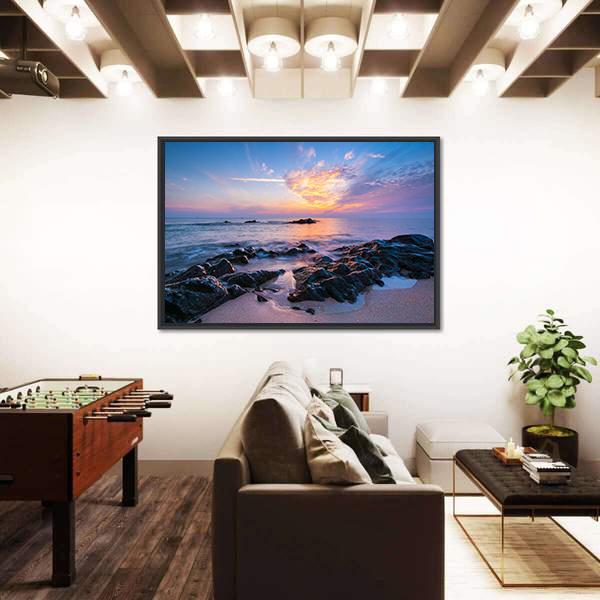 Seascape Composition Canvas Wall Art-5 Horizontal-Gallery Wrap-22" x 12"-Tiaracle