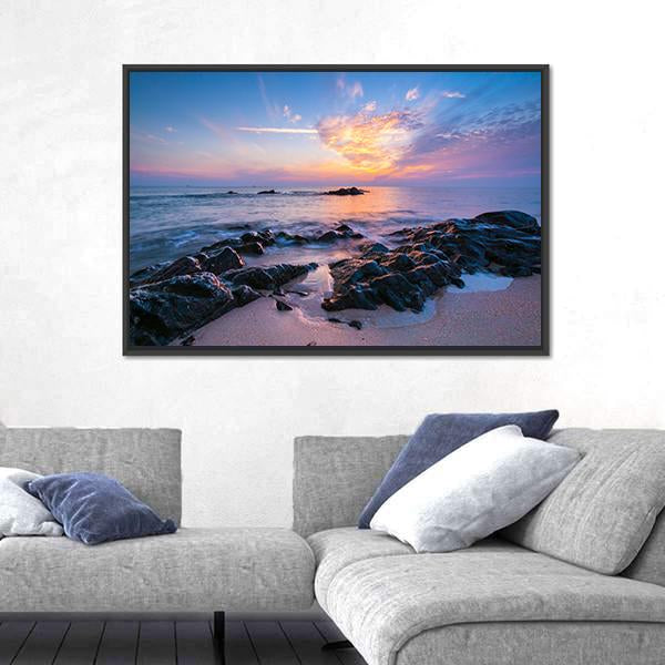 Seascape Composition Canvas Wall Art-5 Horizontal-Gallery Wrap-22" x 12"-Tiaracle