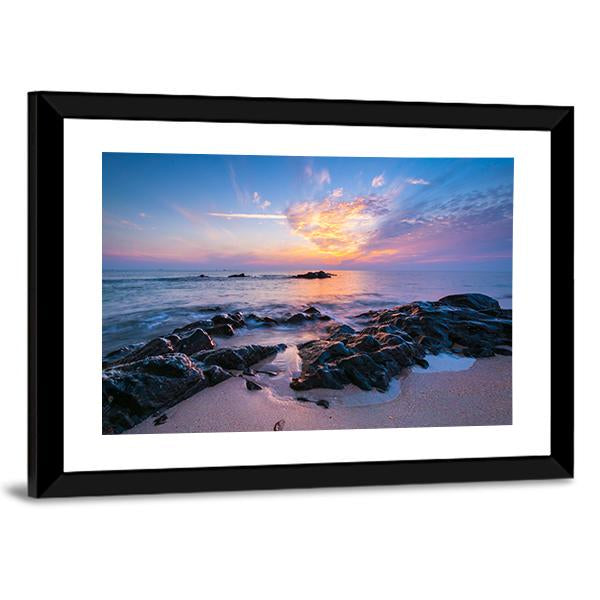 Seascape Composition Canvas Wall Art-5 Horizontal-Gallery Wrap-22" x 12"-Tiaracle