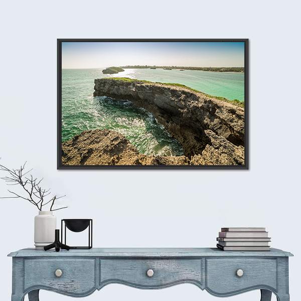 Seascape In Seven Islands Area Canvas Wall Art-1 Piece-Floating Frame-24" x 16"-Tiaracle