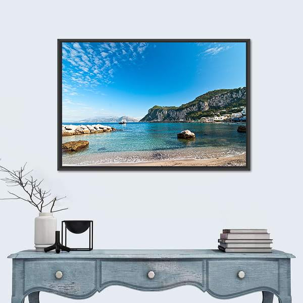 Seascape Shot On Island Of Capri Canvas Wall Art-1 Piece-Floating Frame-24" x 16"-Tiaracle