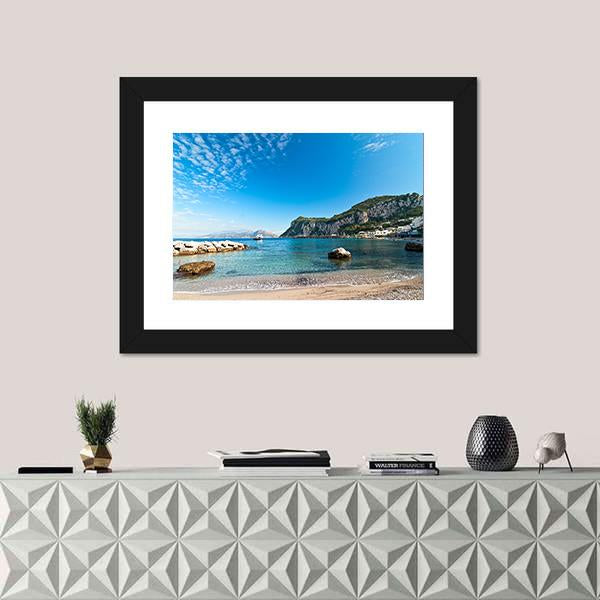 Seascape Shot On Island Of Capri Canvas Wall Art-1 Piece-Framed Print-20" x 16"-Tiaracle