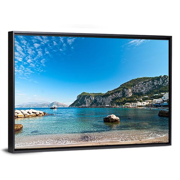Seascape Shot On Island Of Capri Canvas Wall Art-3 Horizontal-Gallery Wrap-25" x 16"-Tiaracle