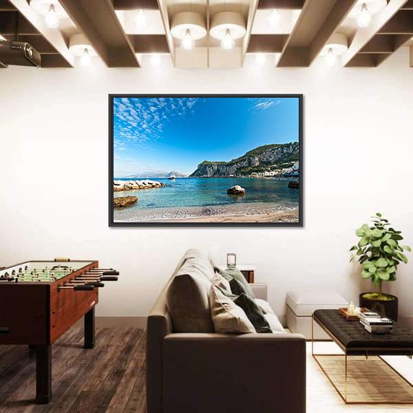 Seascape Shot On Island Of Capri Canvas Wall Art-3 Horizontal-Gallery Wrap-25" x 16"-Tiaracle