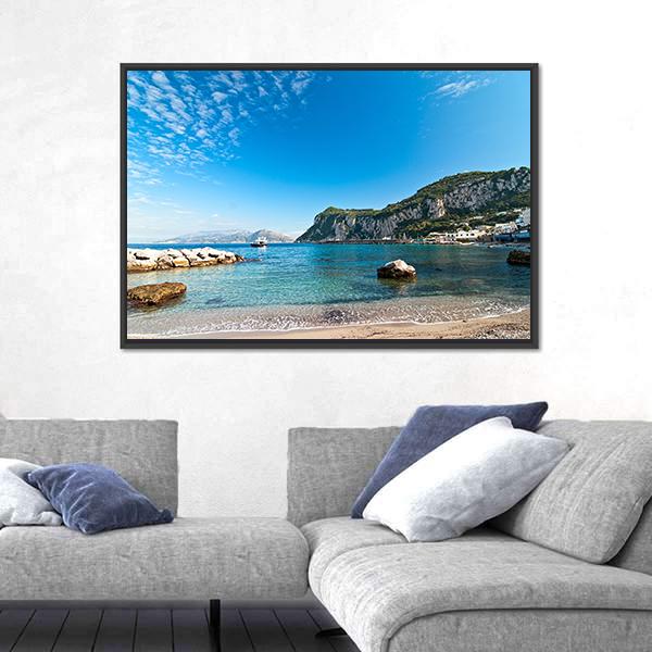 Seascape Shot On Island Of Capri Canvas Wall Art-3 Horizontal-Gallery Wrap-25" x 16"-Tiaracle