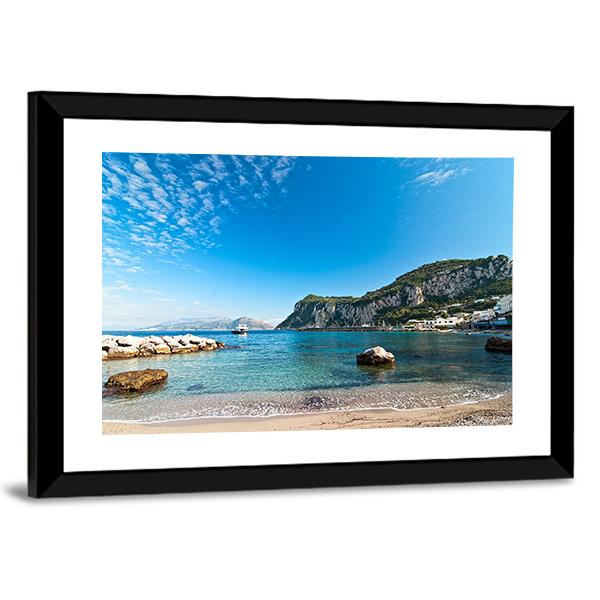 Seascape Shot On Island Of Capri Canvas Wall Art-3 Horizontal-Gallery Wrap-25" x 16"-Tiaracle