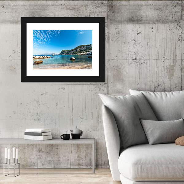 Seascape Shot On Island Of Capri Canvas Wall Art-3 Horizontal-Gallery Wrap-25" x 16"-Tiaracle