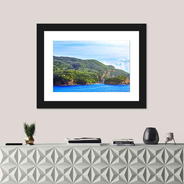 Seascape View Of The Coastline Canvas Wall Art-1 Piece-Framed Print-20" x 16"-Tiaracle