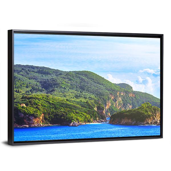 Seascape View Of The Coastline Canvas Wall Art-3 Horizontal-Gallery Wrap-25" x 16"-Tiaracle