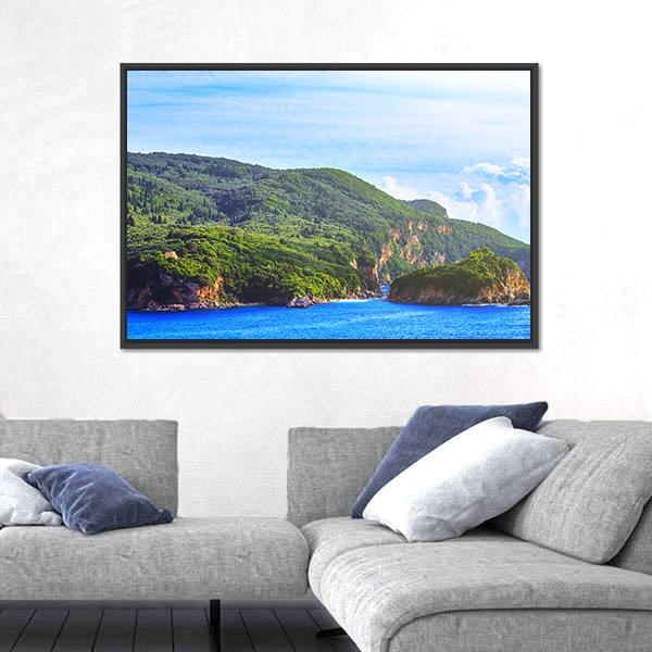 Seascape View Of The Coastline Canvas Wall Art-3 Horizontal-Gallery Wrap-25" x 16"-Tiaracle
