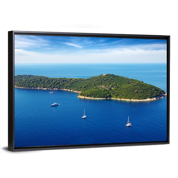 Seascape With Cruise Yachts In Croatia Canvas Wall Art-3 Horizontal-Gallery Wrap-25" x 16"-Tiaracle
