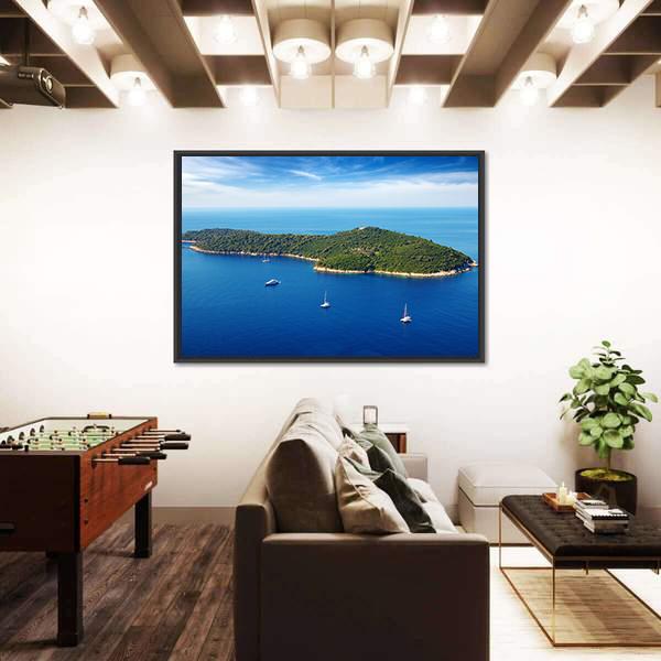 Seascape With Cruise Yachts In Croatia Canvas Wall Art-3 Horizontal-Gallery Wrap-25" x 16"-Tiaracle