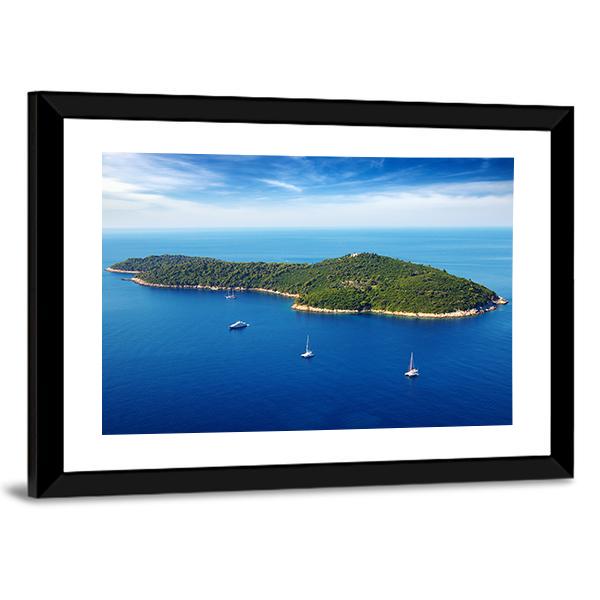 Seascape With Cruise Yachts In Croatia Canvas Wall Art-3 Horizontal-Gallery Wrap-25" x 16"-Tiaracle