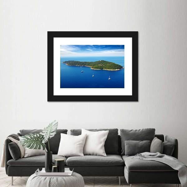 Seascape With Cruise Yachts In Croatia Canvas Wall Art-3 Horizontal-Gallery Wrap-25" x 16"-Tiaracle
